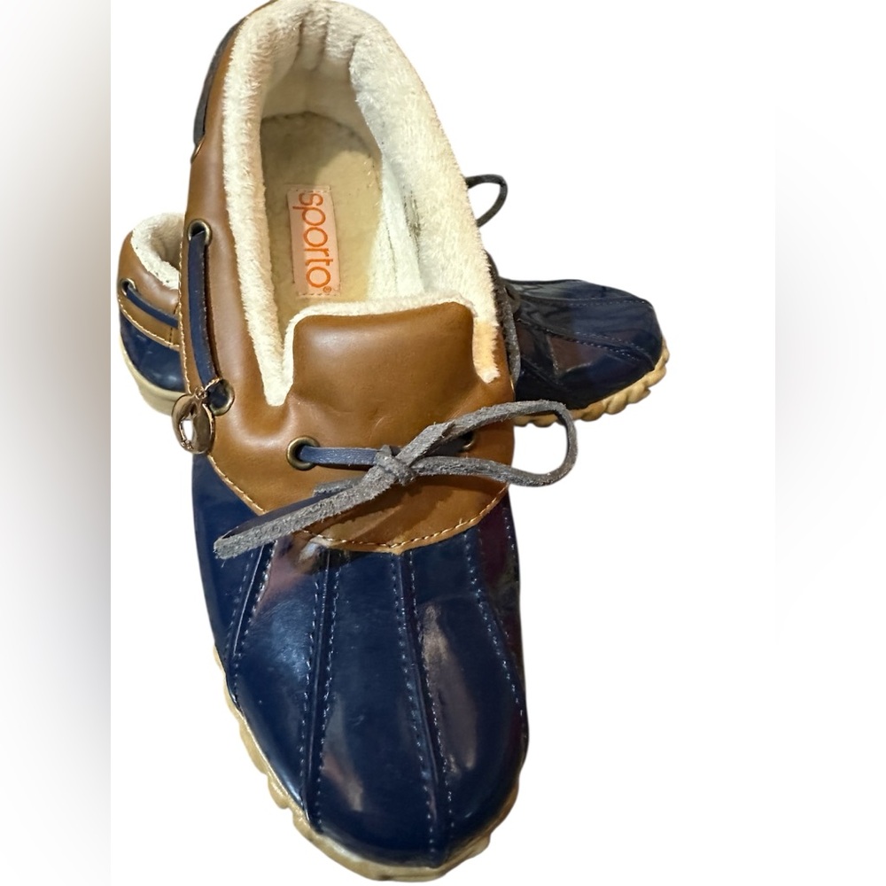 Sporto Navy and Chestnut Duck Shoes, Rain Shoes, Size 7